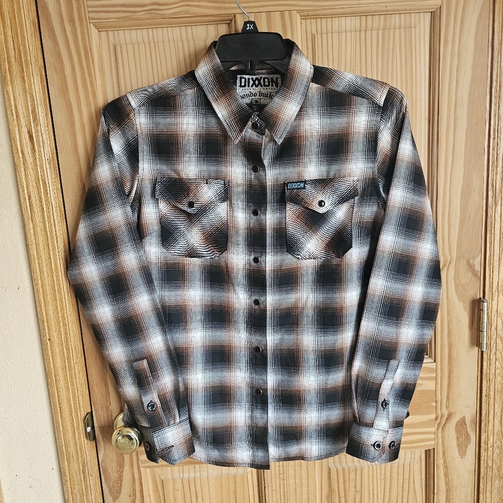 NWOT DIXXON Women's Plaid Bondo Bucket Shirt With Pearl Snaps M
